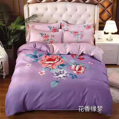 Beautiful Light Purple Flower Floral Designed Bed sheet with 2 Pillow and 1 Blanket Cover